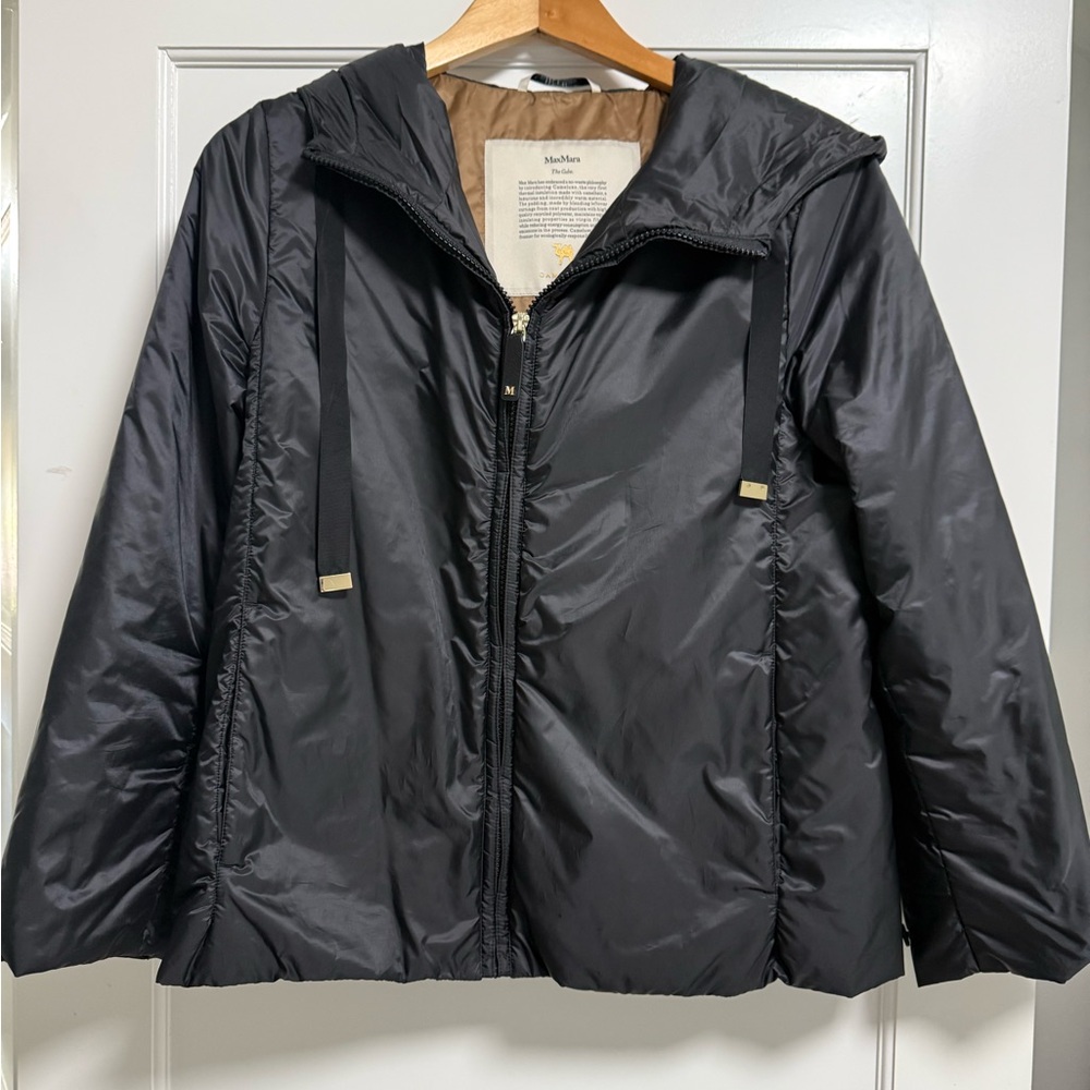 Stitches Black Puffer Jacket for Women